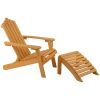 Folding Wooden Adirondack Chair with Foot Rest Ottoman