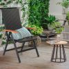 Outdoor Heavy Duty Folding Rattan Patio Chair with Wood Armrest