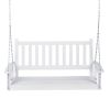 White 4.5-ft Slat-Back Solid Wood Porch Swing with Chain