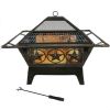 Square Outdoor Steel Wood Burning Fire Pit with Star Design