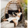 Oversized Patio Lounger Indoor/Outdoor Wicker Egg Chair Black