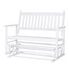 4 Ft Traditional Solid Wood Outdoor Patio Glider Swing Bench in White