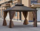 12*12FT patio gazebo with steel canopy; Outdoor Permanent Hardtop Gazebo Canopy for Patio;  Garden;  Backyard