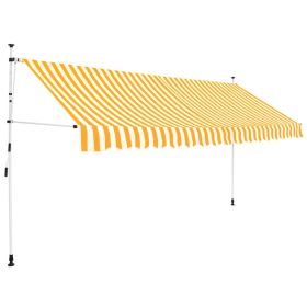 Manual Retractable Awning 157.5" Orange and White Stripes