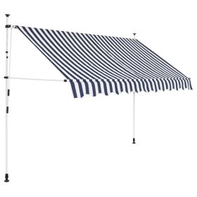 Manual Retractable Awning 98.4" Blue and White Stripes