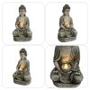 Meditating Sitting Buddha Solar Lights Outdoor Garden Patio Statue Light Decor