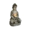 Meditating Sitting Buddha Solar Lights Outdoor Garden Patio Statue Light Decor