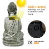 Meditating Sitting Buddha Solar Lights Outdoor Garden Patio Statue Light Decor