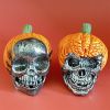 4PCS Halloween Outdoor Yard Decorations Evil Pumpkin Resin Skull Skull Outdoor Garden Decorations