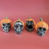 4PCS Halloween Outdoor Yard Decorations Evil Pumpkin Resin Skull Skull Outdoor Garden Decorations