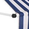 Manual Retractable Awning 78.7" Blue and White Stripes