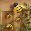 4pcs; Metal Wall Art; Metal Bumble Bee Wall Decor; 3D Iron Bee Art Sculpture Hanging Wall Decorations For Outdoor Home Garden