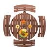 8-Person Outdoor Circular Wooden Picnic Table with 3 Built-in Benches for Patio Backyard Garden, Gray