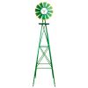 8FT Weather Resistant Yard Garden Windmill Green