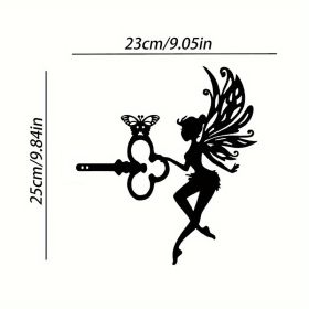 1pc Angel On Branch Steel Silhouette Metal Art Fairy Silhouette Ornament Wall Art Home Garden Yard Patio Outdoor Statue Stake Decoration Perfect For B (Model: A17)