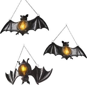 Halloween Bat LED Lantern Halloween Simulation Bat Outdoor Lights - Lighted Resin Bat Pendant Vintage Style Flameless Bat Lamp for Indoor and Outdoor (Type: 1pcs)