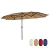 15x9ft Large Double-Sided Rectangular Outdoor Twin Patio Market Umbrella w/Crank-burgundy