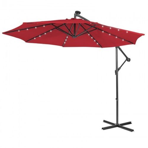 10 Feet Patio Solar Powered Cantilever Umbrella with Tilting System 10 Feet Patio Solar Powered Cantilever Umbrella with Tilting System