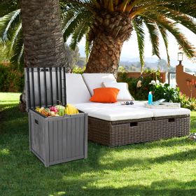 Free shipping 51gal 195L Outdoor Garden Plastic Storage Deck Box Chest Tools Cushions Toys Lockable Seat Waterproof  YJ (Color: Grey)