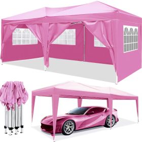 10'x20' EZ Pop Up Canopy Outdoor Portable Party Folding Tent with 6 Removable Sidewalls + Carry Bag + 4pcs Weight Bag (Color: as Pic)