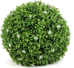 Artificial Boxwood Topiary Ball;  Indoor Outdoor Artificial Plant Ball Wedding Party Decoration (Ball with White Flower) (size: 15ï¿½ï¿½ï¿½ï¿½ï¿½ï¿½)