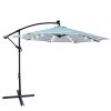 10 ft Outdoor Patio Umbrella Solar Powered LED Lighted Sun Shade Market Waterproof 8 Ribs Umbrella with Crank and Cross Base for Garden Deck Backyard