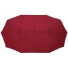 15x9ft Large Double-Sided Rectangular Outdoor Twin Patio Market Umbrella w/Crank-burgundy