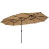 15x9ft Large Double-Sided Rectangular Outdoor Twin Patio Market Umbrella w/Crank-burgundy