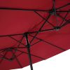 15x9ft Large Double-Sided Rectangular Outdoor Twin Patio Market Umbrella w/Crank-burgundy