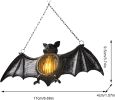 Halloween Bat LED Lantern Halloween Simulation Bat Outdoor Lights - Lighted Resin Bat Pendant Vintage Style Flameless Bat Lamp for Indoor and Outdoor