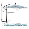 10 ft Outdoor Patio Umbrella Solar Powered LED Lighted Sun Shade Market Waterproof 8 Ribs Umbrella with Crank and Cross Base for Garden Deck Backyard