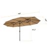 15x9ft Large Double-Sided Rectangular Outdoor Twin Patio Market Umbrella w/Crank-burgundy