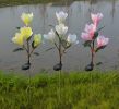 LED Magnolia Flower Stake Light Solar Energy Rechargeable for Outdoor Garden