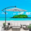 10 ft Outdoor Patio Umbrella Solar Powered LED Lighted Sun Shade Market Waterproof 8 Ribs Umbrella with Crank and Cross Base for Garden Deck Backyard